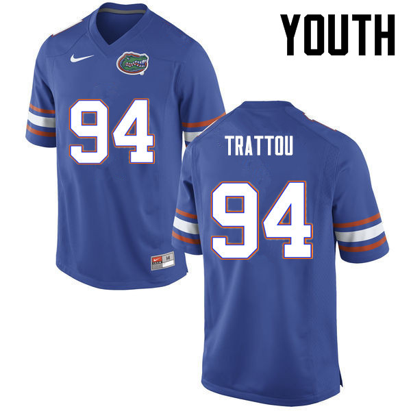 Youth Florida Gators #94 Justin Trattou College Football Jerseys-Blue